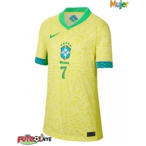 Camiseta Brasil Vinicius Junior #7 Primera Equipación para mujer Copa America 2024 manga corta